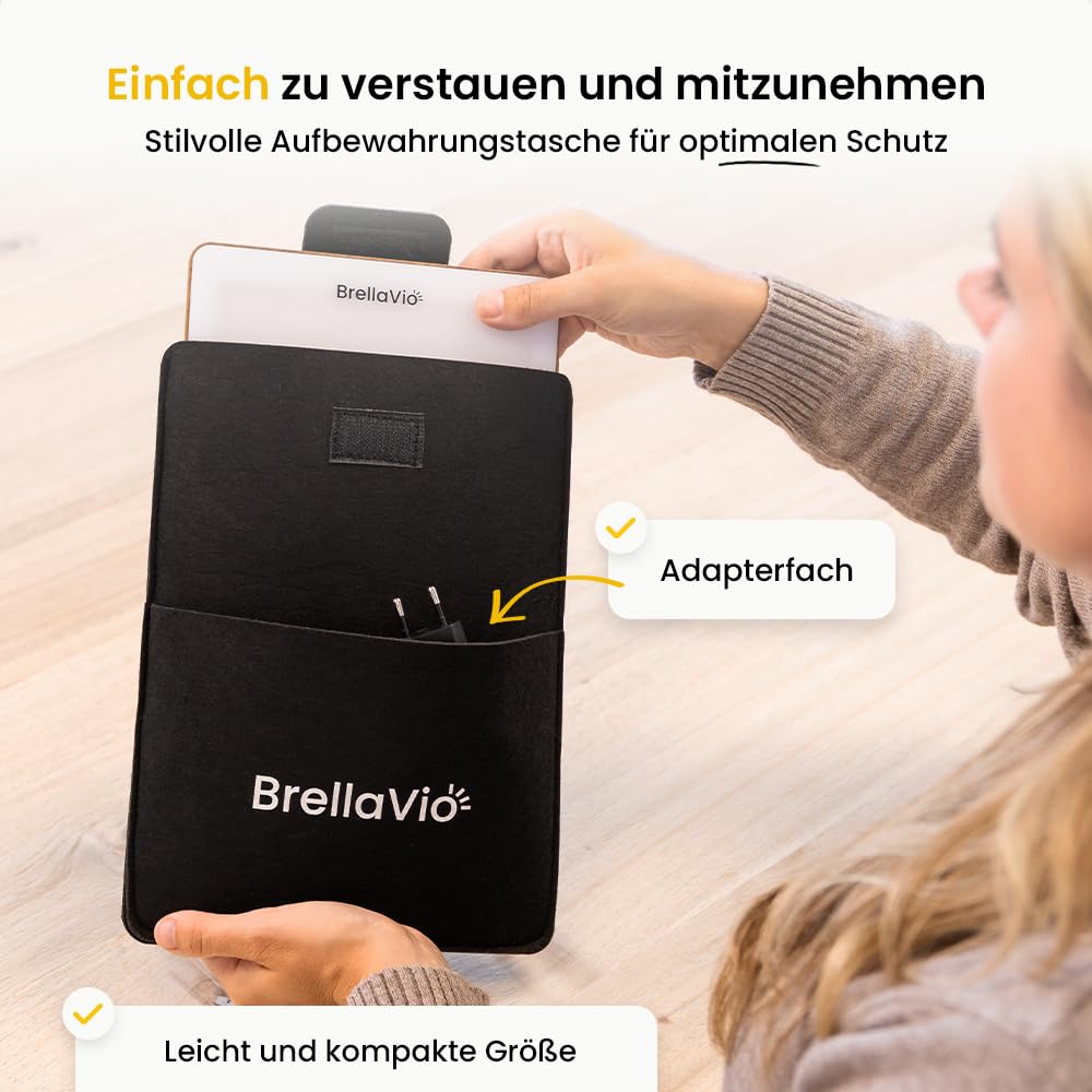 BrellaVio Tageslichtlampe PRO 12.000 Lux UV-freie LED Tageslicht Simulation Lampe mit Tasche