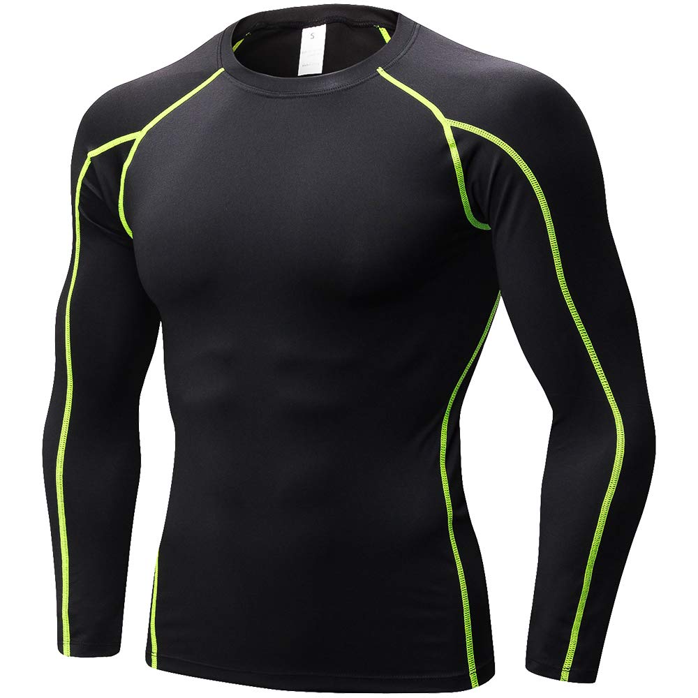 CARGFM Men's Compression Shirts Long Sleeve Gym Athletic Gym Workout Undershirts Active Dry Fit Base Layer Running Top