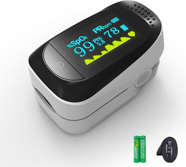 Pulse Oximeter, Oxygen Meter Finger Monitor, Home Heart Rate, Easy to Use, Low Power Consumption, Easy to Carry, High-Grade Shape, with Accessories - 1