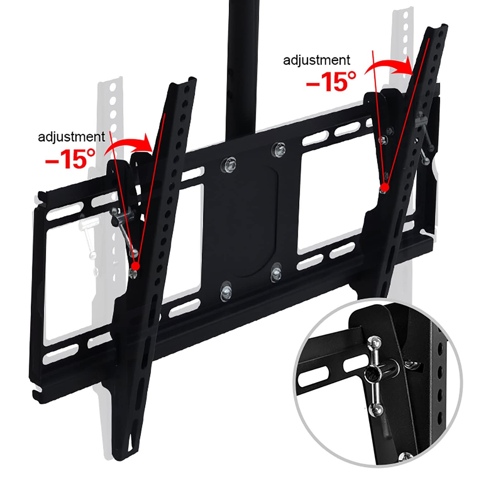 Supporto da parete per TV, da 0 a 15°, ribaltabile, supporta fino a 69,9 kg, supporto telescopico inclinabile e girevole per TV a schermo piatto da 50-65 pollici