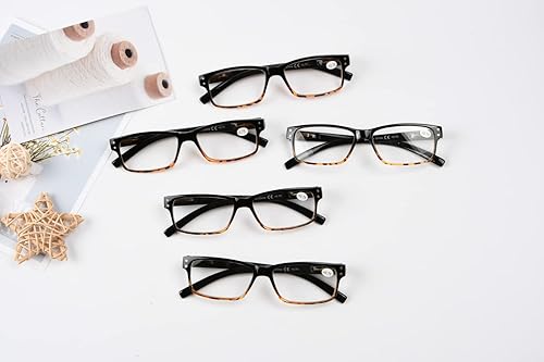 Vista 63 de Eyekepper Vintage Reading Glasses for Men - 5 Pack Spring Hinges Classic Readers