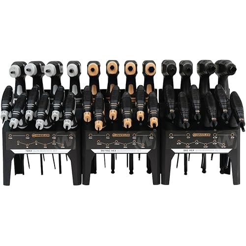 Wheeler 30 Piece SAE/Metric Hex and Torx P-Handle Set for Pistol Rifle Handgun Gunsmithing Rebuild and Maintenance, Black, Yellow, Gray