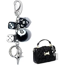 BelleVive 8-Ball Dice Charm Keyring, Cute Accessory for Bags, Y2K Aesthetic Keyring for Women and Men