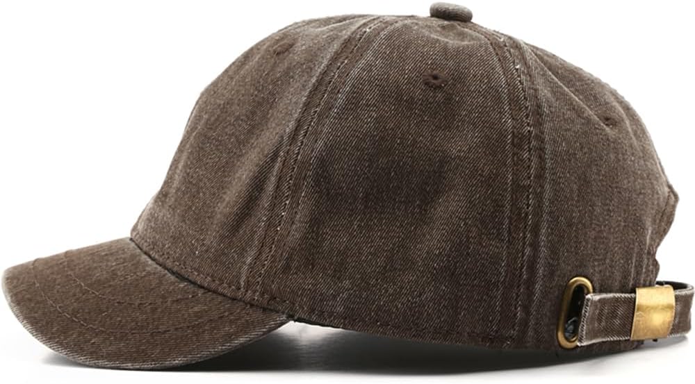 Short Brim Baseball Cap for Men Women Unconstructed Washed Cotton Adjustable Short Bill Hat Vintage Low Profile Dad Hat