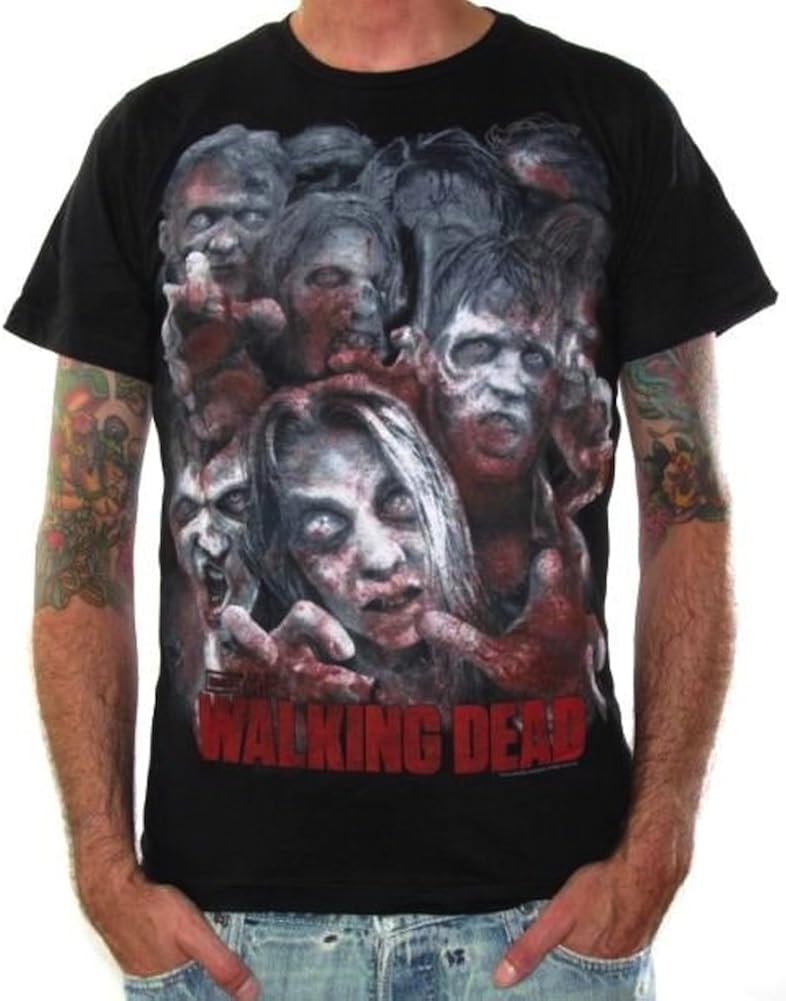 Changes The Walking Dead Zombie Horde Collage Mens Black Tee