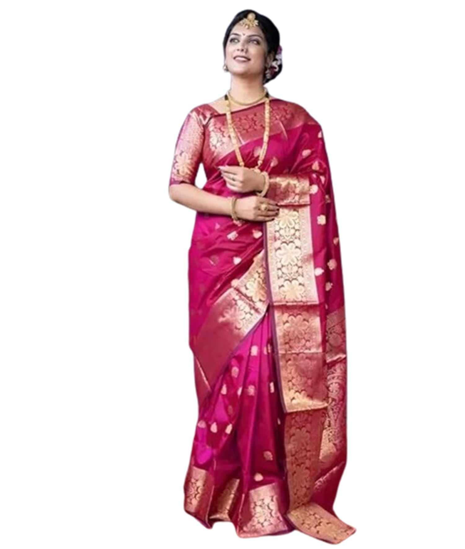 Women's Kanjivaram Banarasi Silk Saree With Unstitched Blouse Piece (S_S_260665_Rani)-picture-16