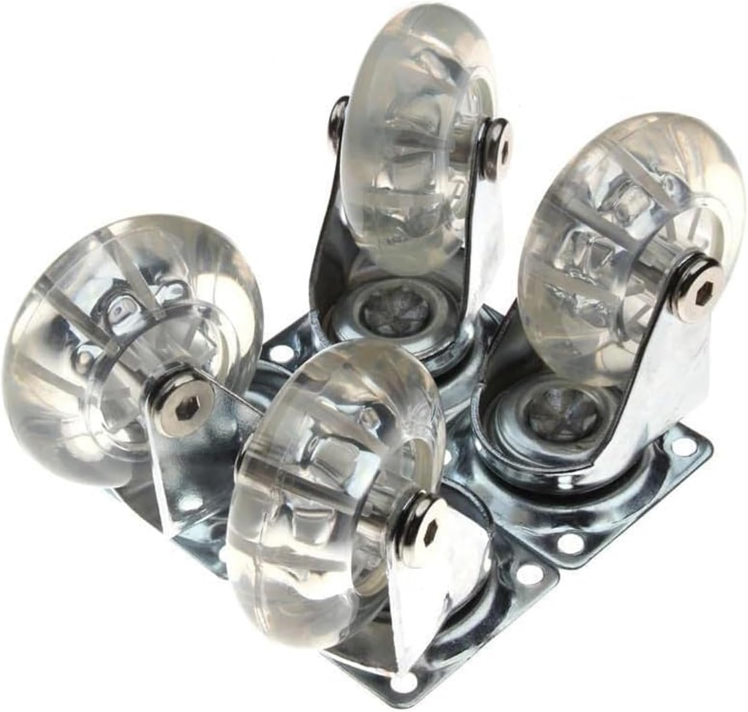 Stem Casters Swivel casters Heavy Duty 4 PCS 2 inch Transparent PU Caster Office Chair Sofa Platform Trolley Wheels Furniture Hardware Casters Workbenches