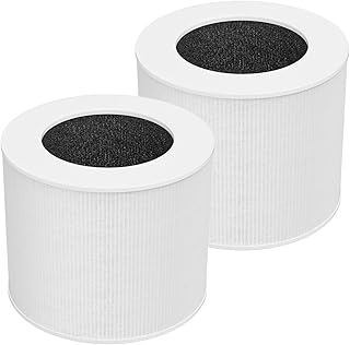 2-Pack Core Mini Air Purifier Replacement Filter Compatible with LEVOIT Core Mini Air Purifier, 3-in-1 True HEPA Filter, High-Efficiency Activated Carbon, Replace Core Mini-RF, White