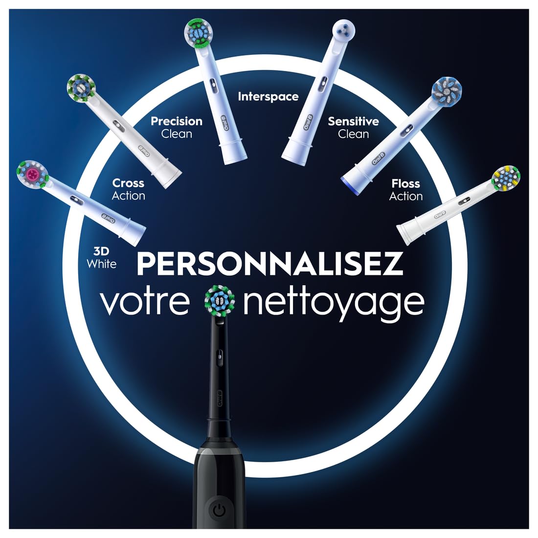 Oral-B Pro 3 3000 Brosse À Dents Électrique Noire, 2 Brossettes, Conçue par Braun
