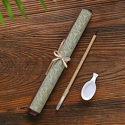 水書き 書道セット 墨汁 不要 水だけで書ける 不思議 な 習字 練習 用具 水書布 大きいサイズ（ 書き初め の 練習 に最適 ）37cm×85cm 筆と水皿付き