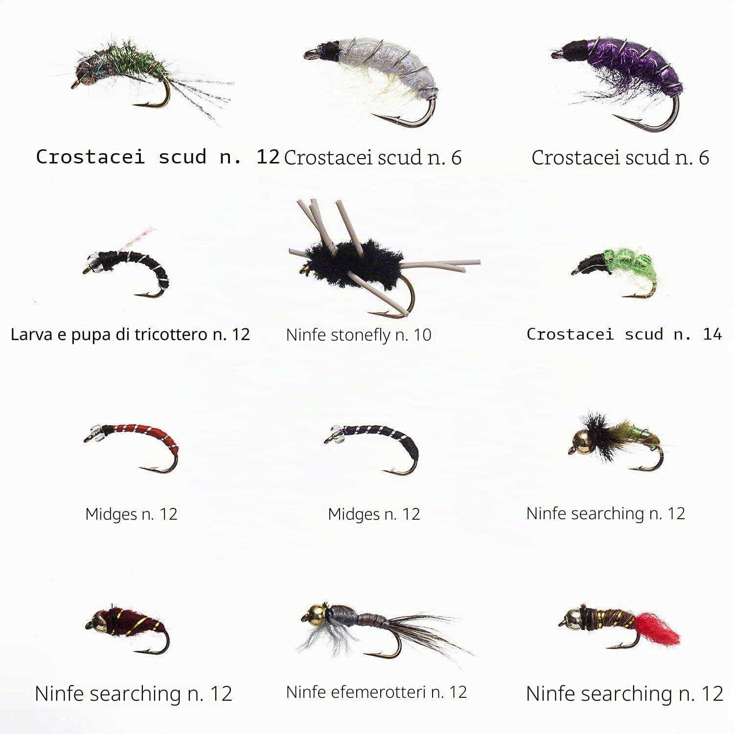 Bassdash Pesca Mosche Artificiali Esche Set Assortimento di Mosche Trota Bass con Fly Box Pezzi con Mosche secche/bagnate, ninfe, Stelle filanti, Popper