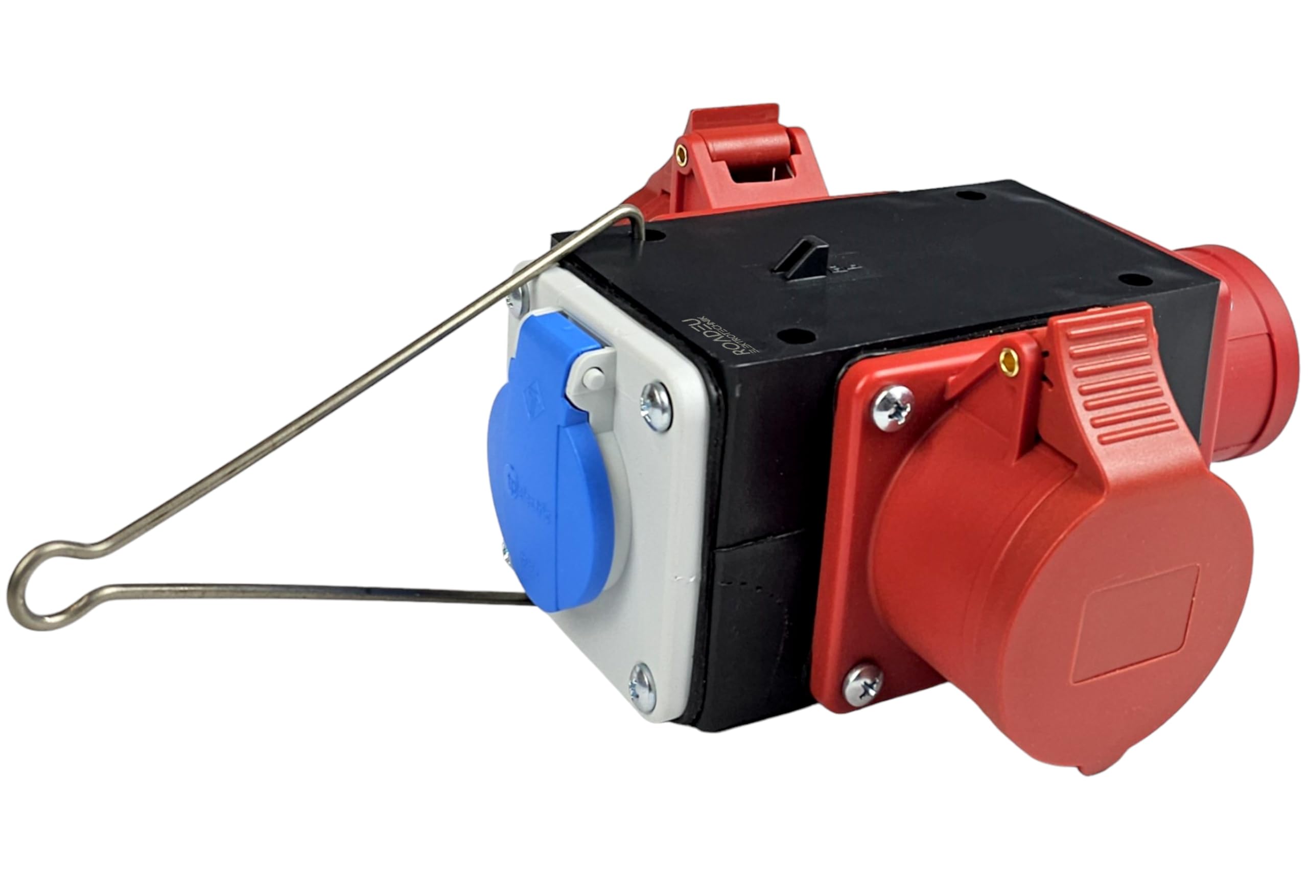 RoadEu - Distributore di corrente con uscite CEE e Schuko - Ciabatta Elettrica Industriale 16A, 380V e 230V - Distributore mobile con spina CEE a 5 poli e 2 x dosi, distributore di energia