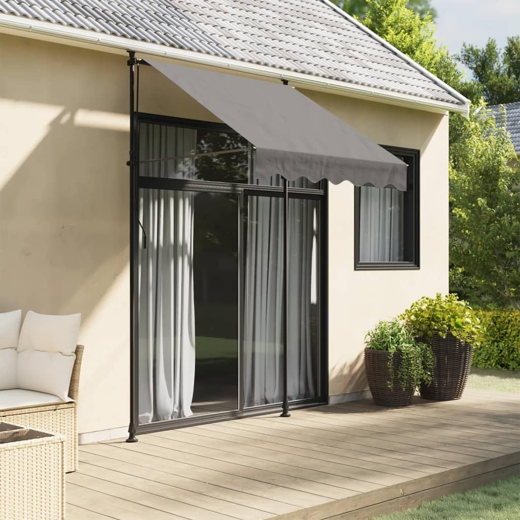 Canditree Patio Retractable Manual Awning, Garden Canopy Sun Shade Shelter with Hand Crank, Anti-UV, Anthracite (150x150 cm)