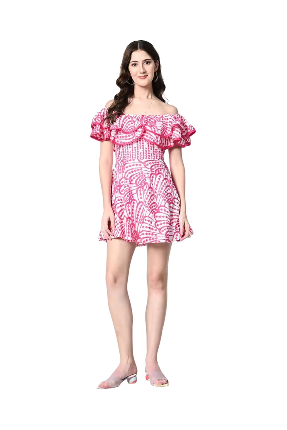 Women’s Strapless Mini Dress | Luxe Embroidered High-Waist Ruffled Short Sleeve Cocktail Dress – Size M Chic Summer Party Outfit