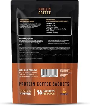 Protein Coffee Sachets - 16 Sachets per Pouch - Barista Grade, Freeze Dried, Grass-Fed Bovine Collagen Coffee TrueStart | Over 5g Protein per Serving - Made by WOD Powders