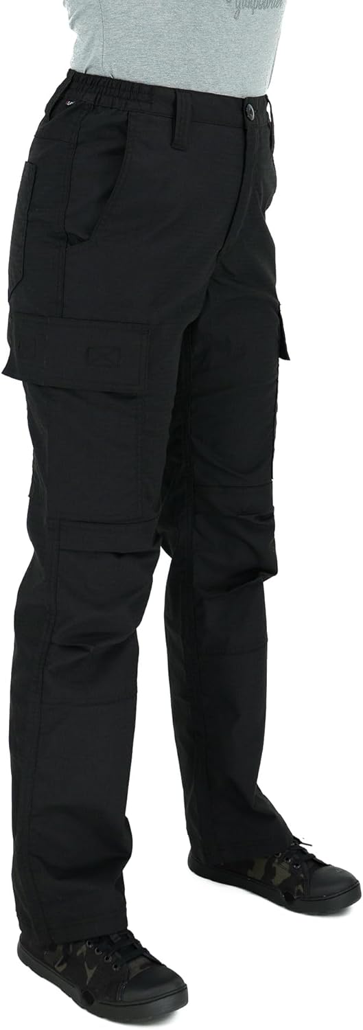 LAPG Women's Stretch Core Cargo Tactical Pants, Elastic Waistband, High Rise, Relaxed Fit, Outdoor Work Pants, Multi-Color