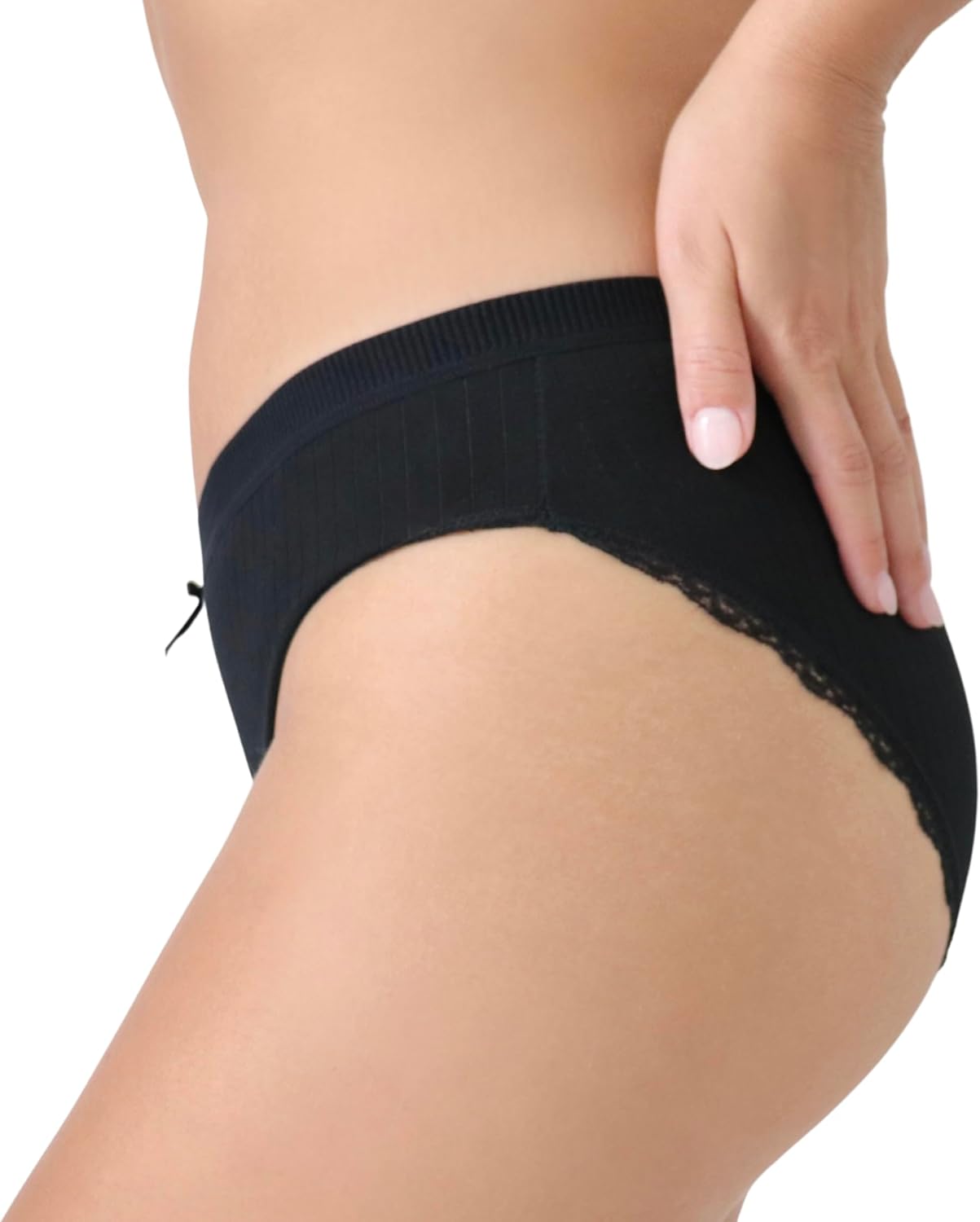 Nabtos Soft Cotton Bikini Panties for Women Leg Lace Trim Low Rise Cheeky Cut Underwear Pack 6 - Image 5