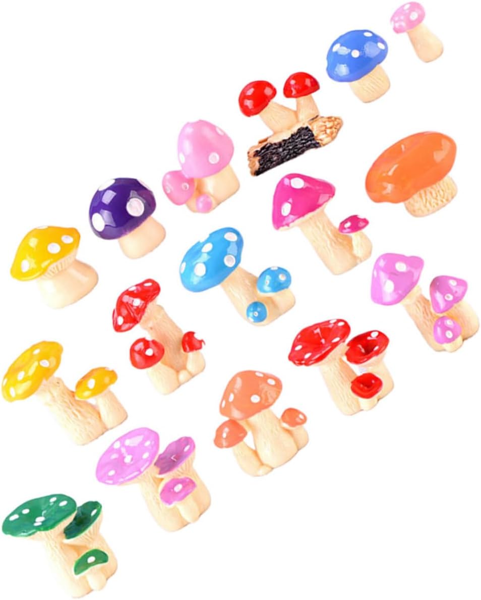 VANZACK 64pcs Miniature Mushroom Ornaments Mixed Style Resin Statues for Crafts Decorate Bonsai Vibrant Landscape Figures for Home and Holiday Displays