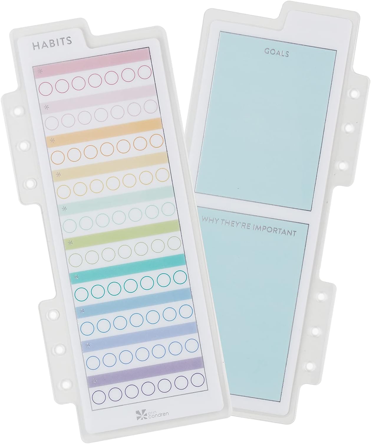 A5 Ring Agenda Snap-in Dashboard - Habit Tracker. Double-Sided Layout. Works with Wet-Erase Markers. Metallic Accents. Fits All A5 Six Ring Agendas by Erin Condren.