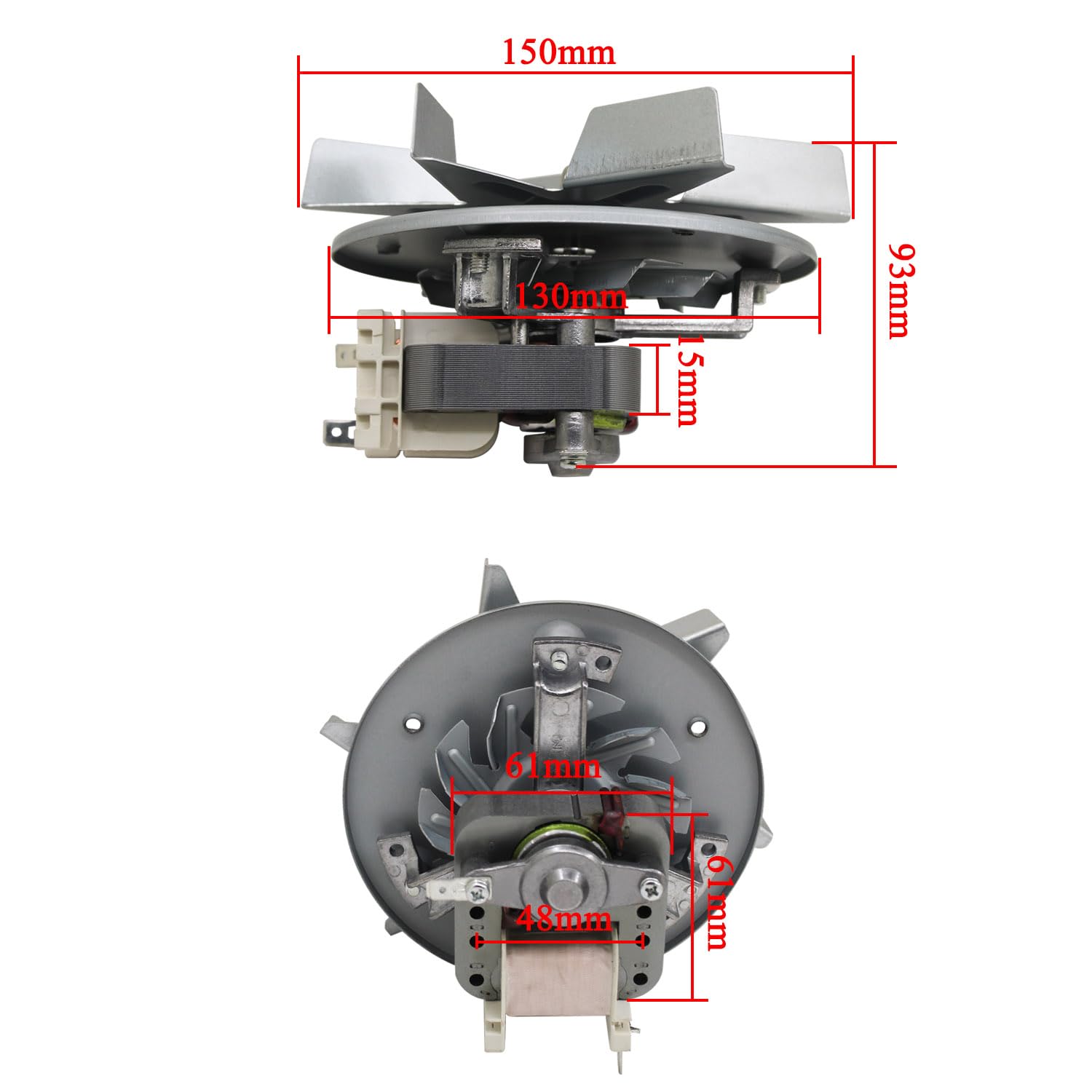 Motor horno giratorio con turbina aspas ventilador recambio helice motor ventilador horno universal 220v (grosor 15mm)