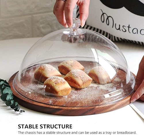 Miniatura 3 de Hemoton Soporte de exhibición de pasteles de acrílico con cubierta de cúpula de 11 pulgadas, bandeja circular para servir postres, pan y aperitivos,