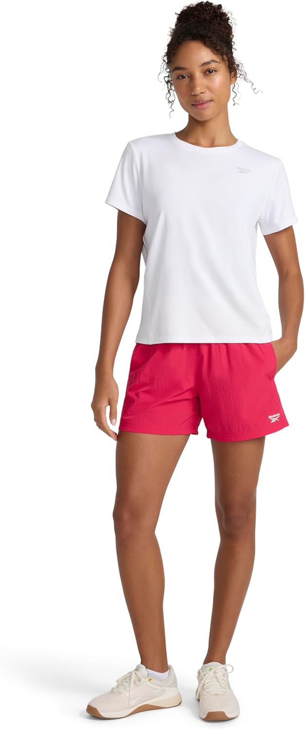 Reebok Womens Small Logo Short Sleeve Crewneck T-Shirt, Lightweight, Moisture Wicking - Image 3