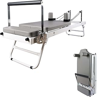 PUDLVA Pilates Reformer Folding, Foldable Pilates Reformer Machine Equipent For Home, Exercise Yoga Equipment, Multifunctional Folding Yoga Bed, Adjustable Intensity