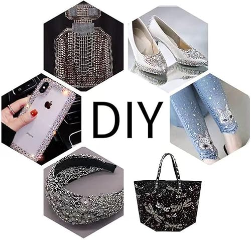 Miniatura 7 de LICHLIN Cadena de diamantes de imitación densos de 11 yardas para coser en adornos de cristal para decoración de ropa (ss8 0.094in, base Siver)