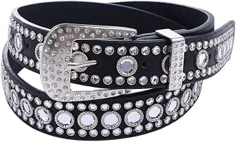 KieTeiiK Cinturón Mujer Punk Con Tachuelas – Ajustable, Ancho, Para Jeans Y Vestidos (Negro)