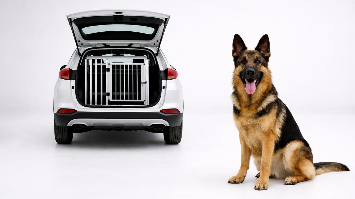 NK Trasportino per Cani con Porta e Serratura, Leggero e Resistente, Design Compatto, Montaggio Semplice e Veloce, Facile da Pulire, Spazioso e Comodo, Modello L (92 x 65 x 66cm)