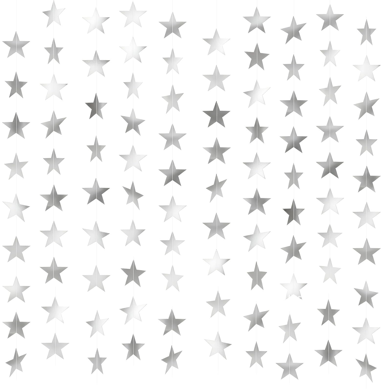 NACHLYNN 10 Pcs Star Garland 130 Ft for Birthday Party(Silver)