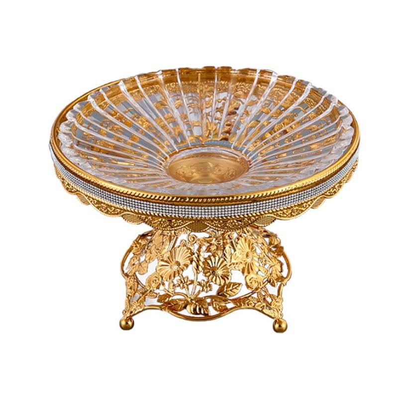 Assiette à fruits en métal et verre cristal, ferronnerie, Table basse(Style1)