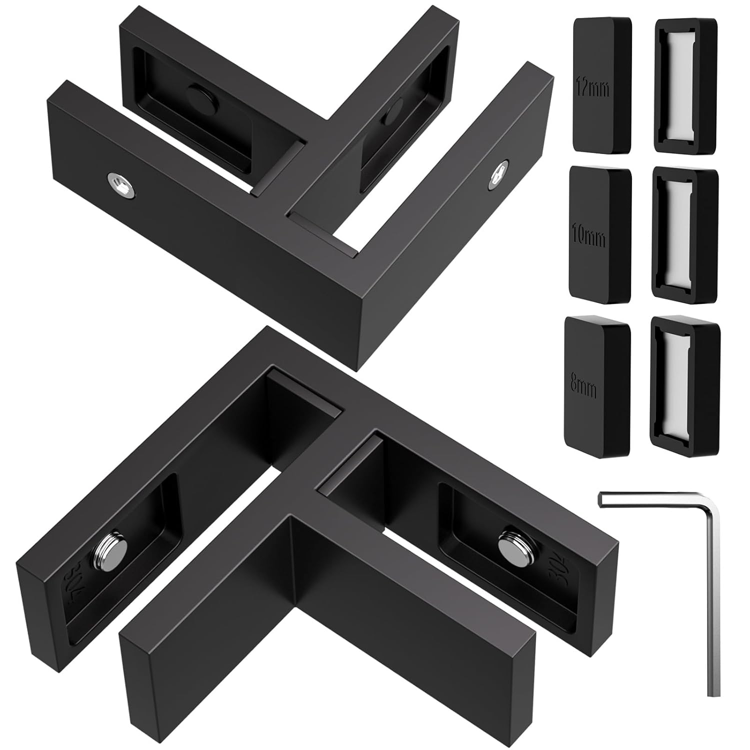 Glass Railing System, 304 Stainless Steel Glass Clamp for 3/8"-1/2"(8mm-13mm) Thinkness Balustrade, Heavy Duty Clamps for Deck Railing/Stairs/Balusters/Pool/Balcony/Patio, 180°, 8 pack