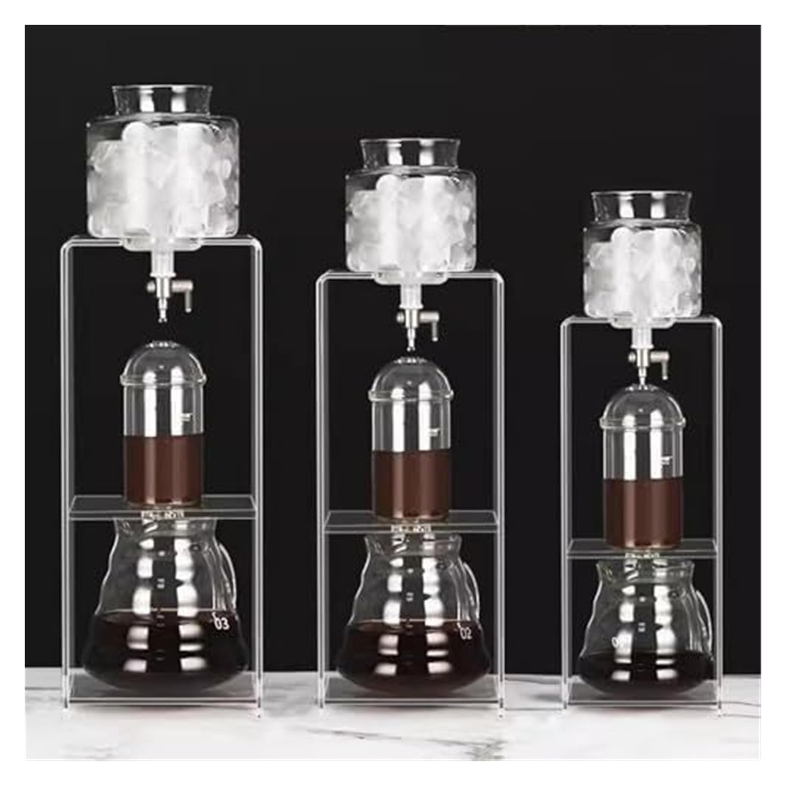 Cafetera Cold Brew, filtro de acero inoxidable, soporte acrílico, flujo ajustable, 3-6 tazas