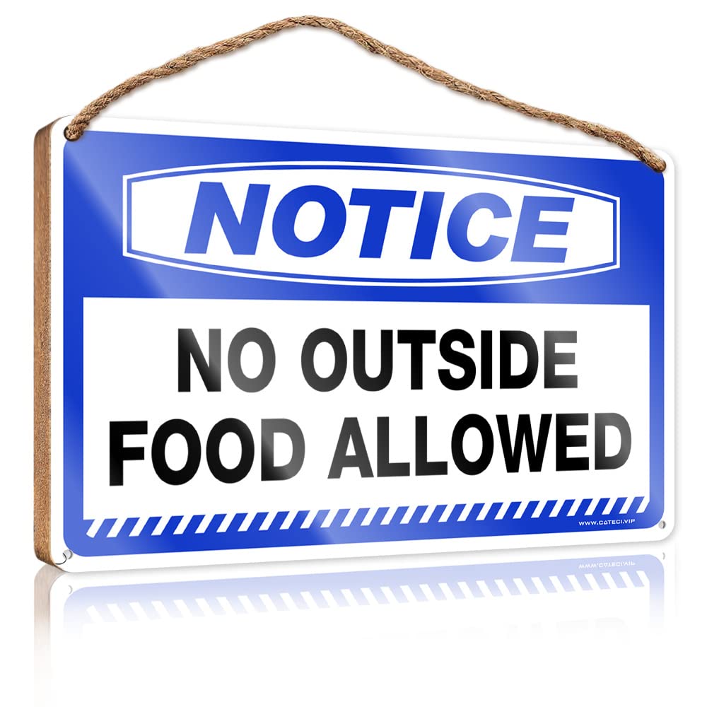 DTHA Bathroom Wall Wood Sign Notice No Outside Food Allowed Wooden Sign Quote Wood Plaque Farmhouse Door Decor(23X35CM)