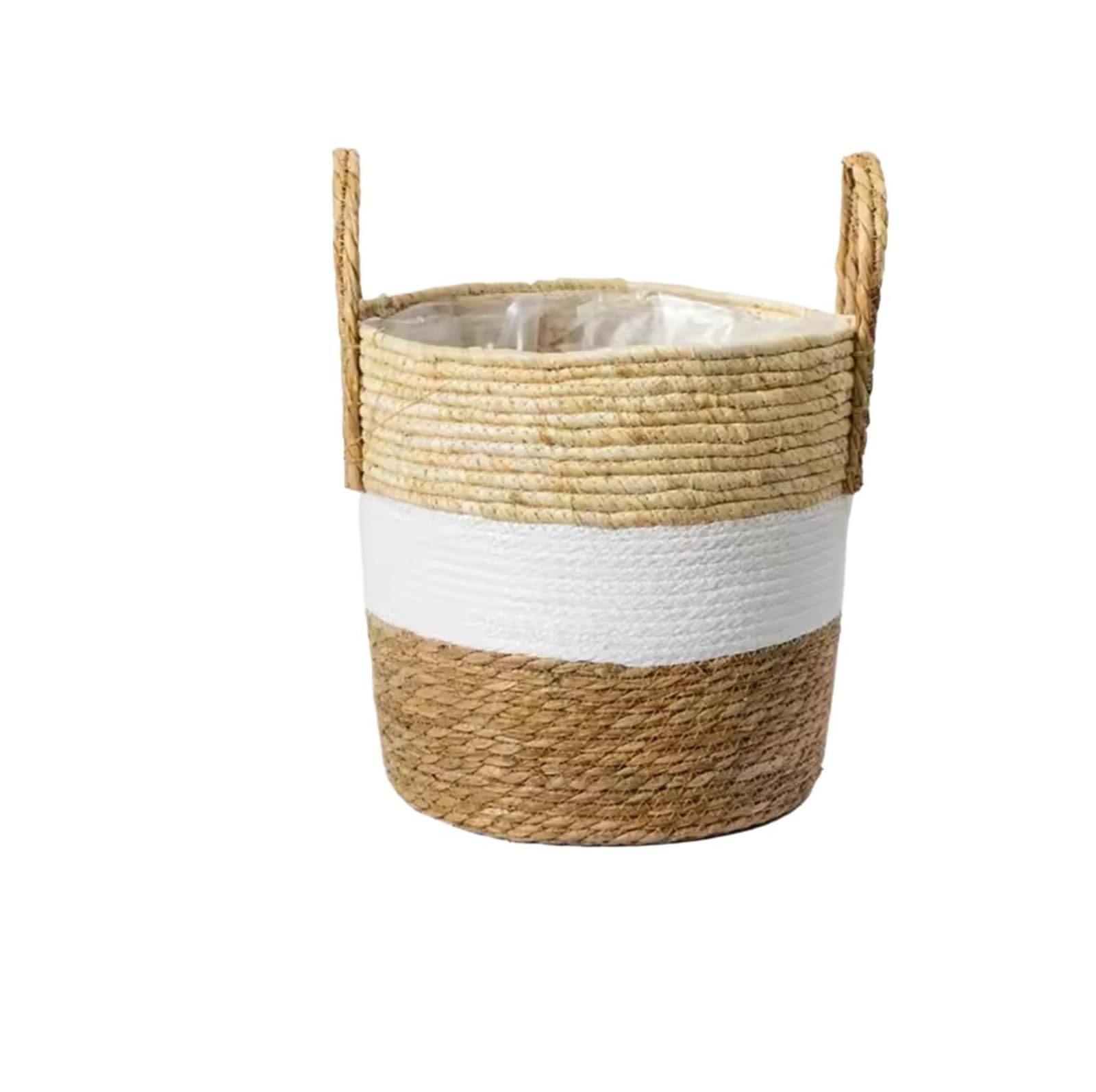 MKYYIOED Rattan Plant Pot 3pcs Fancy Wicker Planter Basket,Flower Pot, Home Decor, Garden, Seagrass Storage Baskets, Toy Holders(White 26CM)