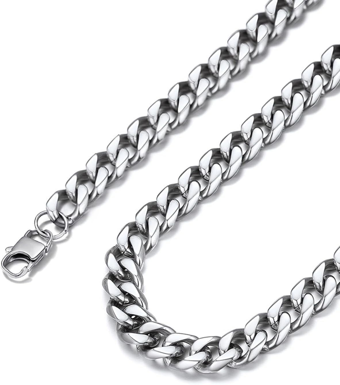 Suplight 3mm/6mm/9mm/12mm Miami Curb Cuban Link Chain for Men Women, 316L Stainless Steel /18K Gold/Black Plated Mens Jewelry Hip Hop Chain 18"/20"/22"/24"/26"/28"/30"