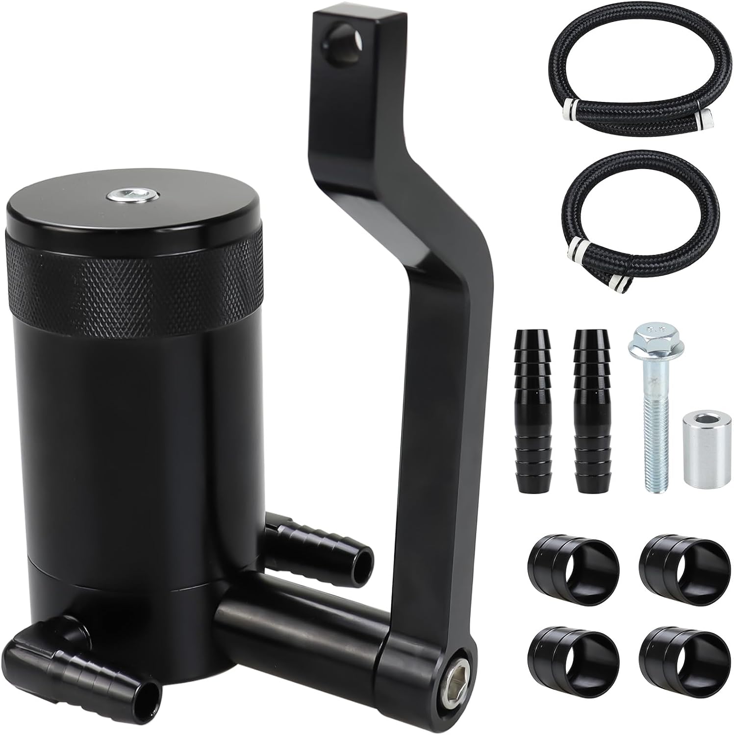 Billet Oil Catch Can Kit 6.4L Air Oil Separator W/ Technology Z-Bracket Compatible with Chrysler 300 Dodge Charger Challenger Jeep Grand Cherokee 2011-2021