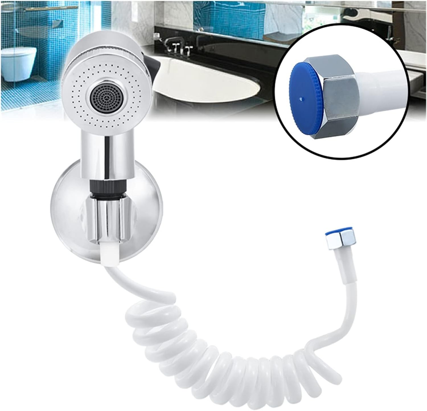 Stretching Faucet Hand Sprayer Shower Head Bathroom Kitchen Faucet Accessories with 1.5 Meter Hose and Adapter