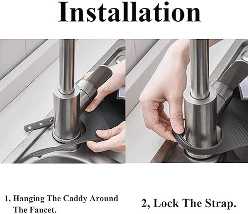 Miniatura 3 de EC ELEGANTCHARM Carrito para Fregadero de Cocina, Soporte de Esponja de Silicona y Plástico, Portajabones Colgante con Correa Ajustable, Incluye