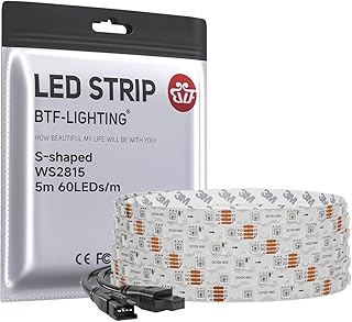 BTF-LIGHTING WS2815 S-Flex Design,16.4ft,300 LEDs Total,7mm Width 12VDC | Individually Addressable RGB LED Strip,SMD 3535,Dual-Signal Backup,3M Adhesive,IP30,DIY Project(No Adapter or Controller)