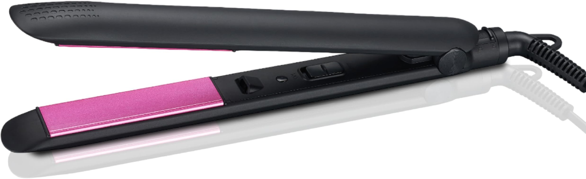 Hair Styling Straightener & Curler| 2 in 1 Hair Styler| 200°C in 30 Seconds| Long Ceramic Floating Plates| Rounded Body for Curls| Plate Lock| Portable HS-01, Hair Straightener Tong - Black