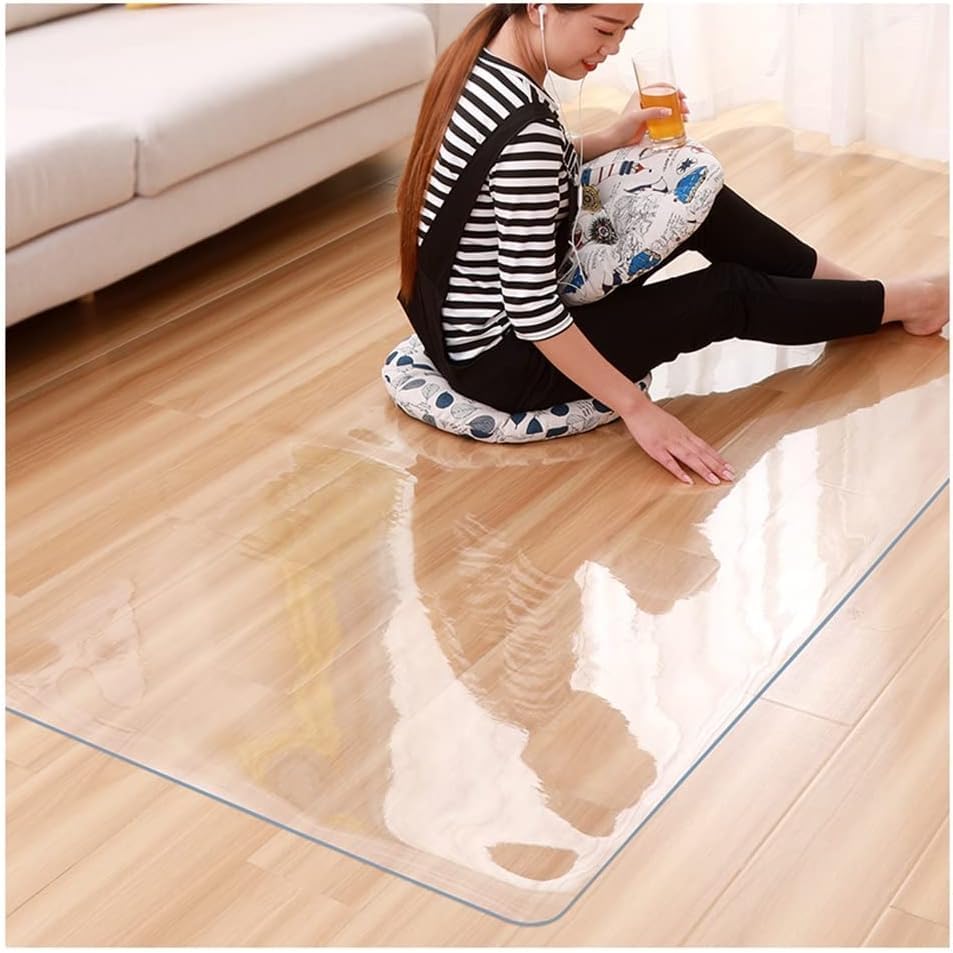 Tapis de protection sol PVC transparent 80x120cm epaisseur 1.5mm