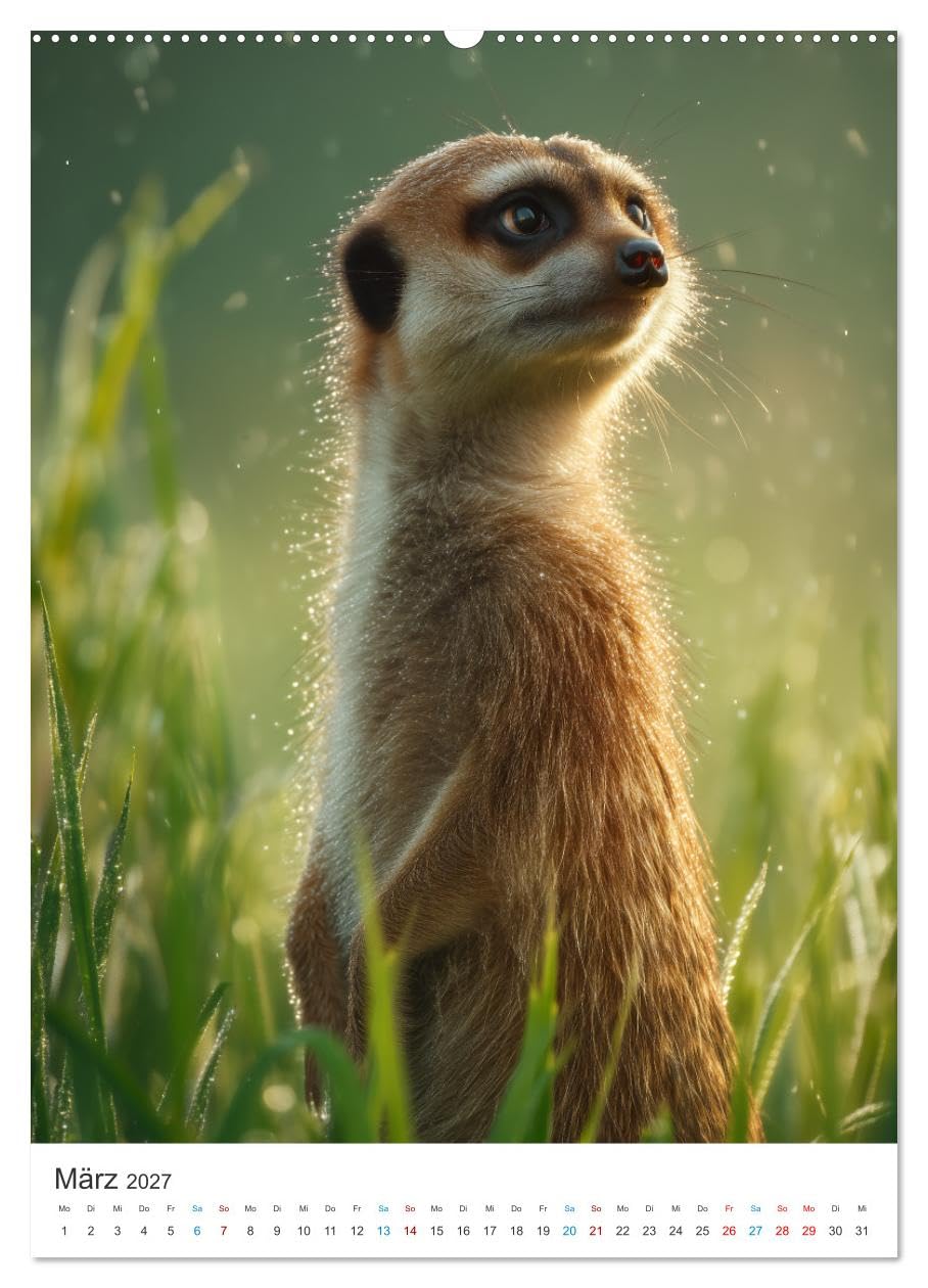 Wächter der Wüste (hochwertiger Premium Wandkalender 2027 DIN A2 hoch), Kunstdruck in Hochglanz: Perfekt für alle Tierfreunde, Erdmännchen Fans und ... Lächeln gönnen möchten. (CALVENDO Tiere)