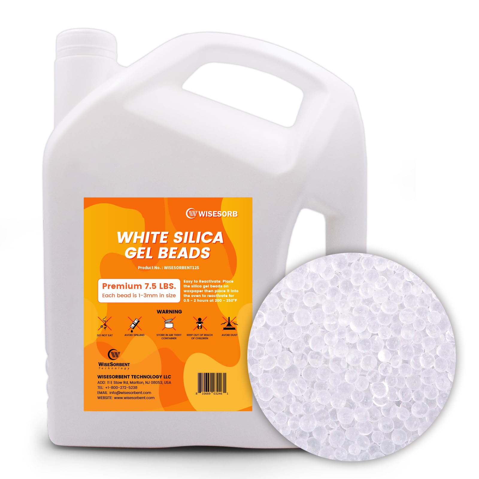 Cuentas de gel de sílice blanca con gran capacidad desecante de 7 libras