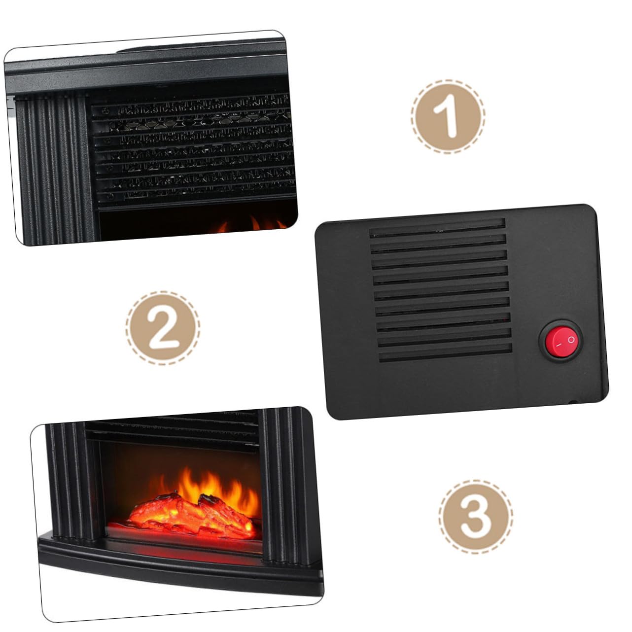 Stufa Elettrica con Effetto Fiamma Simulata Termoventilatore da Fiamma per Riscaldamento Silenzioso e Pulito Adatto per Appartamenti e Camper