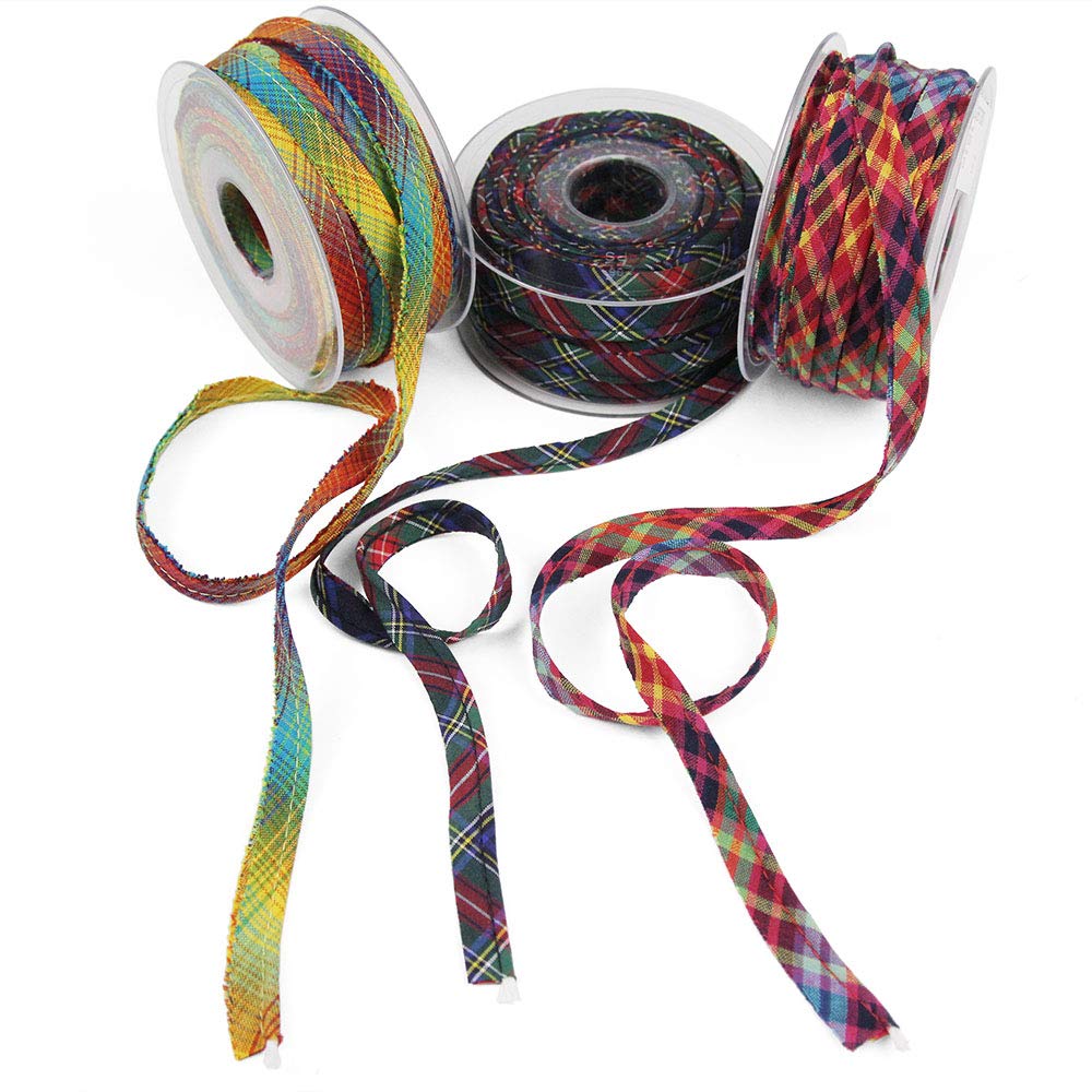 LULU Plaid Piping, 100% Cotton, Pink Multi, Made in Italy, Sold by the Yard