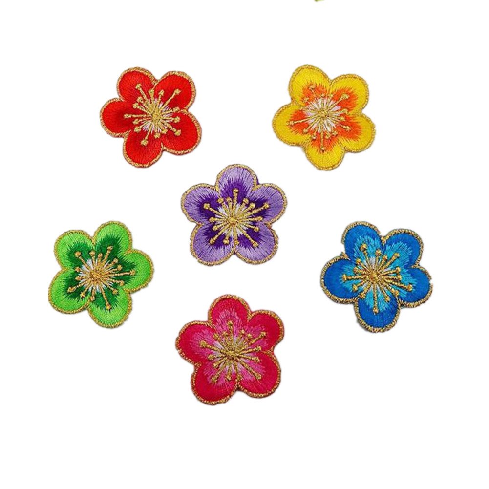 Kleiderapplikationen, Gestickte Blumen-Stoffflicken, 6 Stück(Multi)
