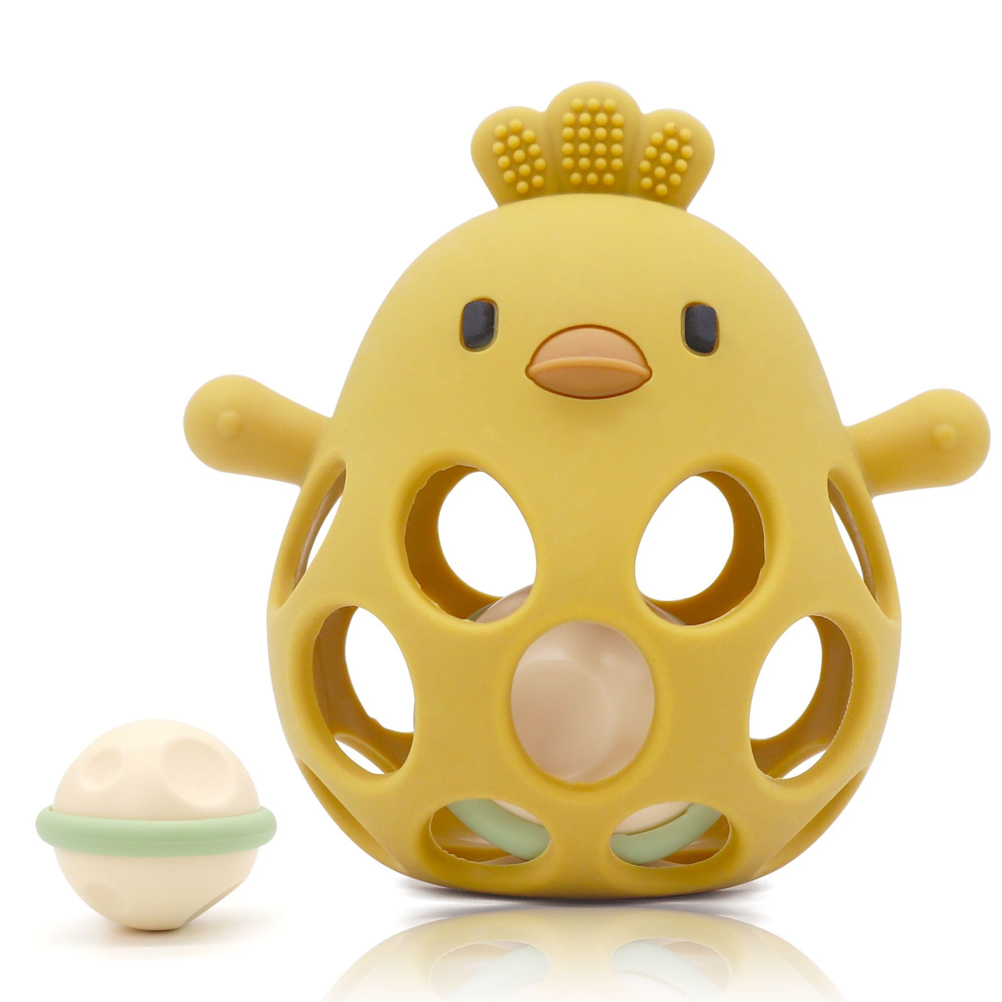 farout Montessori Beißring & Rassel für Babys - Sensorik Spielzeug ab 0 Monate, Zahnungshilfe & Greifball - Geschenk für Jungen & Mädchen