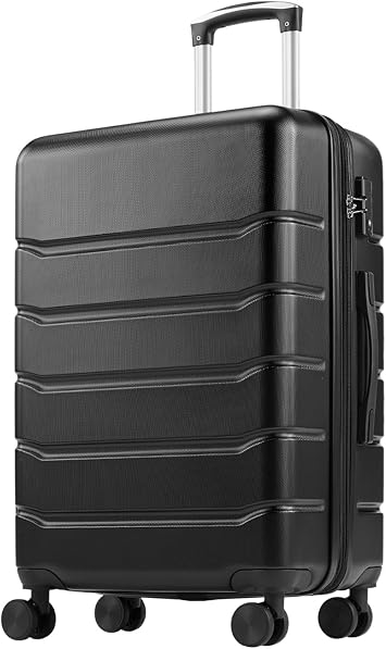 Expandable Hardside 24 Inch Carry On Luggage With Spinner Wheels, Black